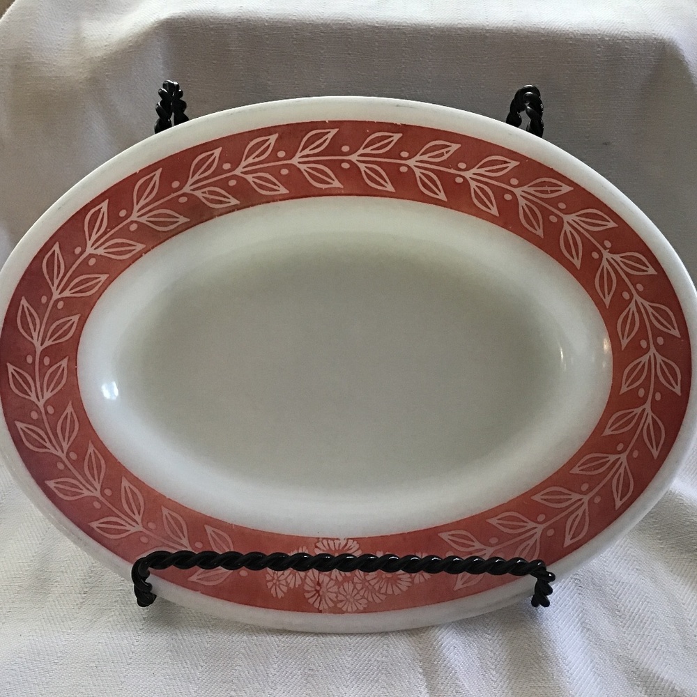 Vintage Corningware Red Laurel Oval Serving Dish